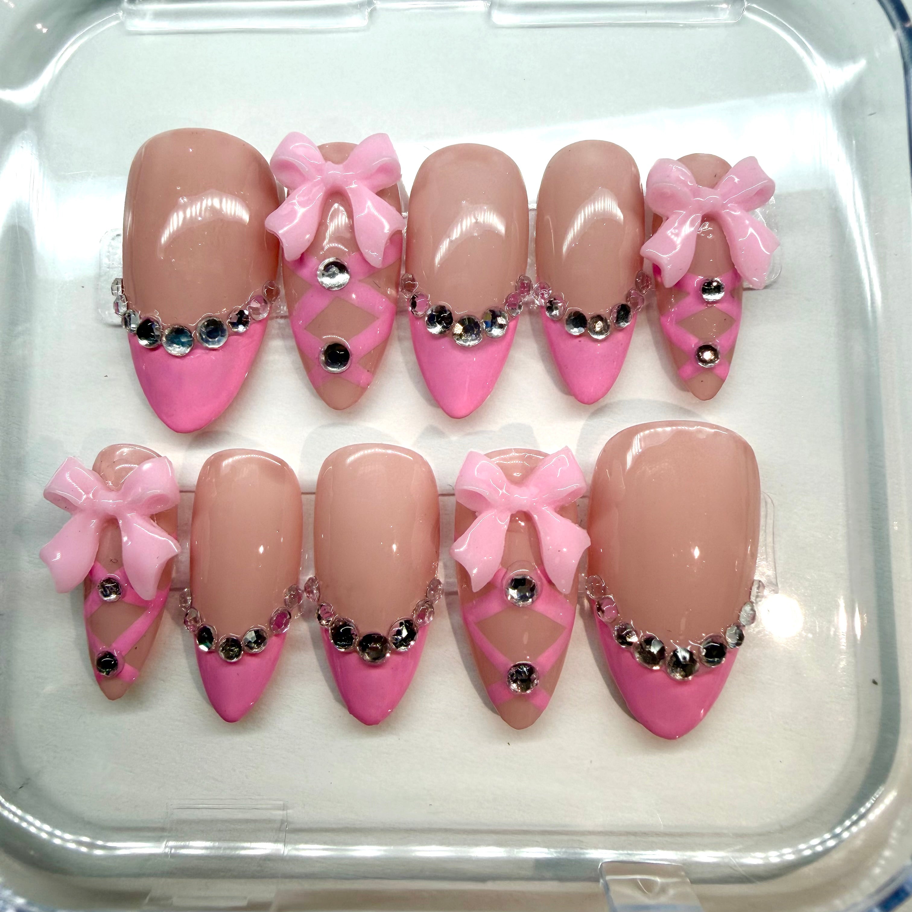 Handmade Pink Coquette Ballet Press-on Nails