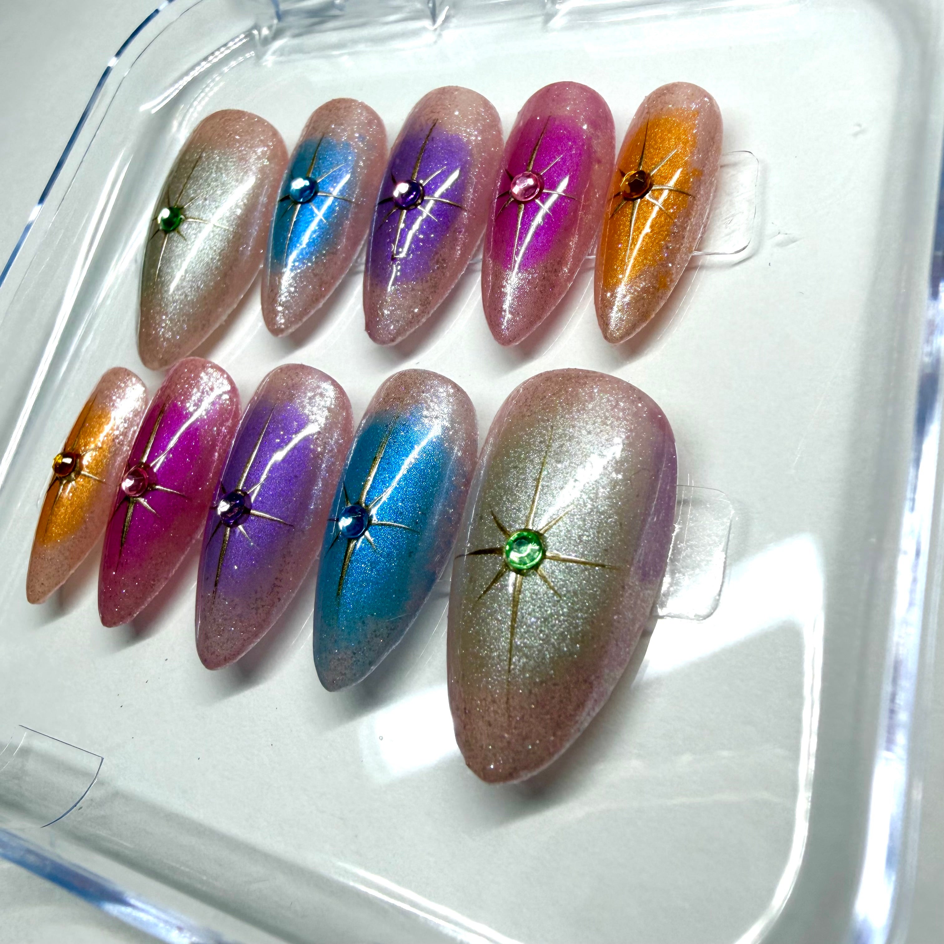 Handmade Celestial Starburst Press-on Nails