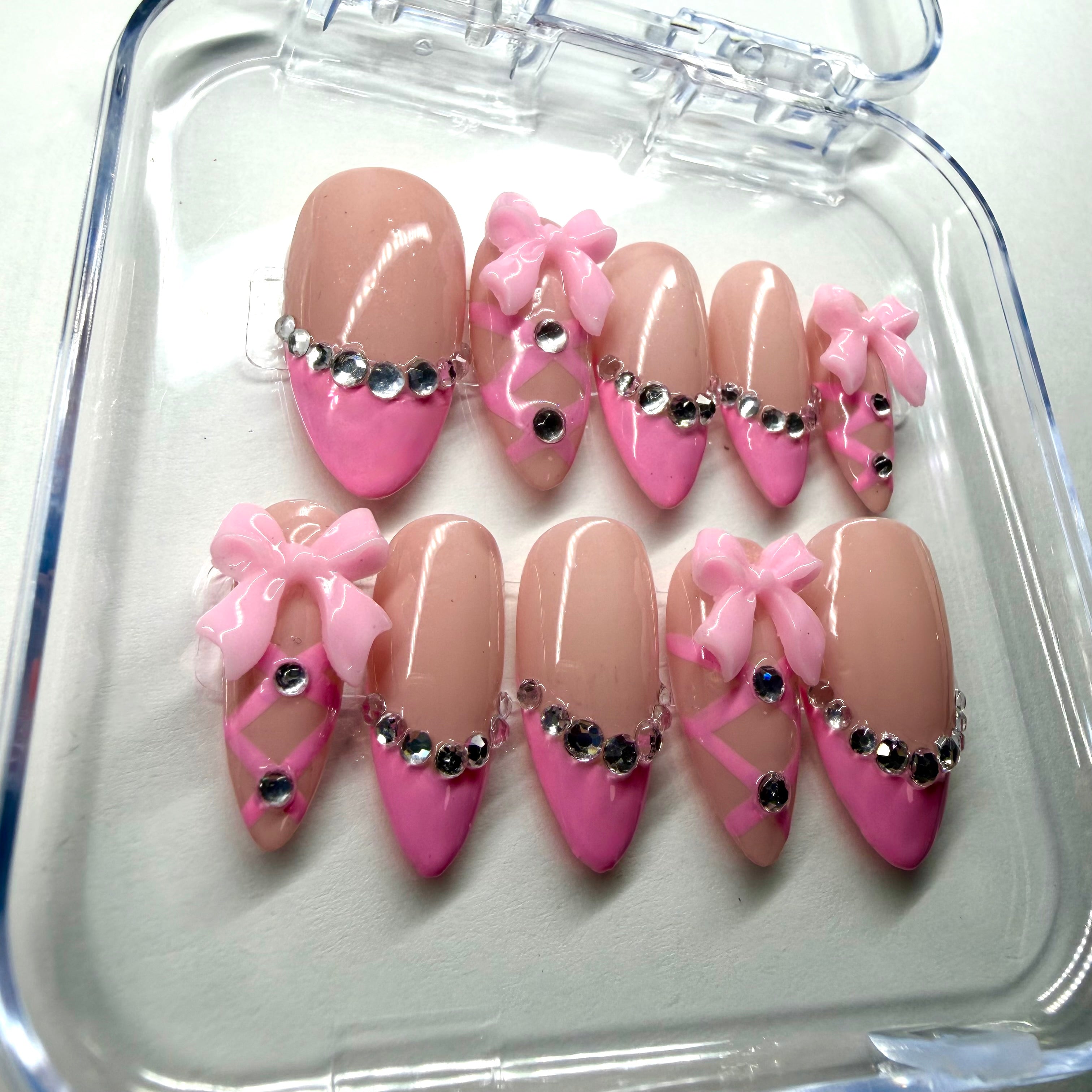 Handmade Pink Coquette Ballet Press-on Nails