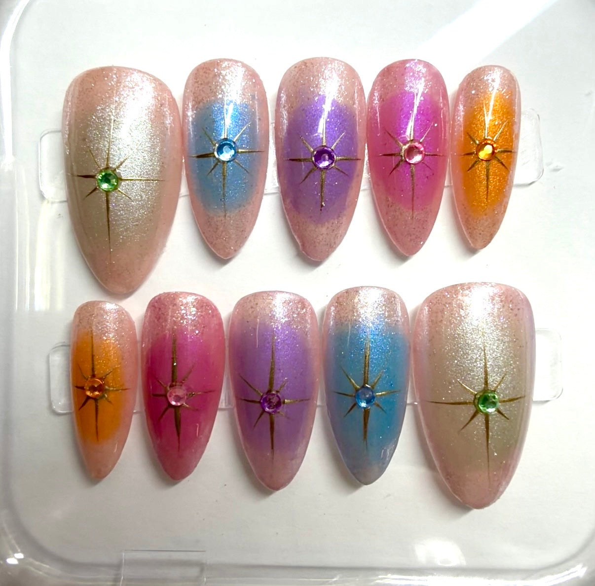 Handmade Celestial Starburst Press-on Nails