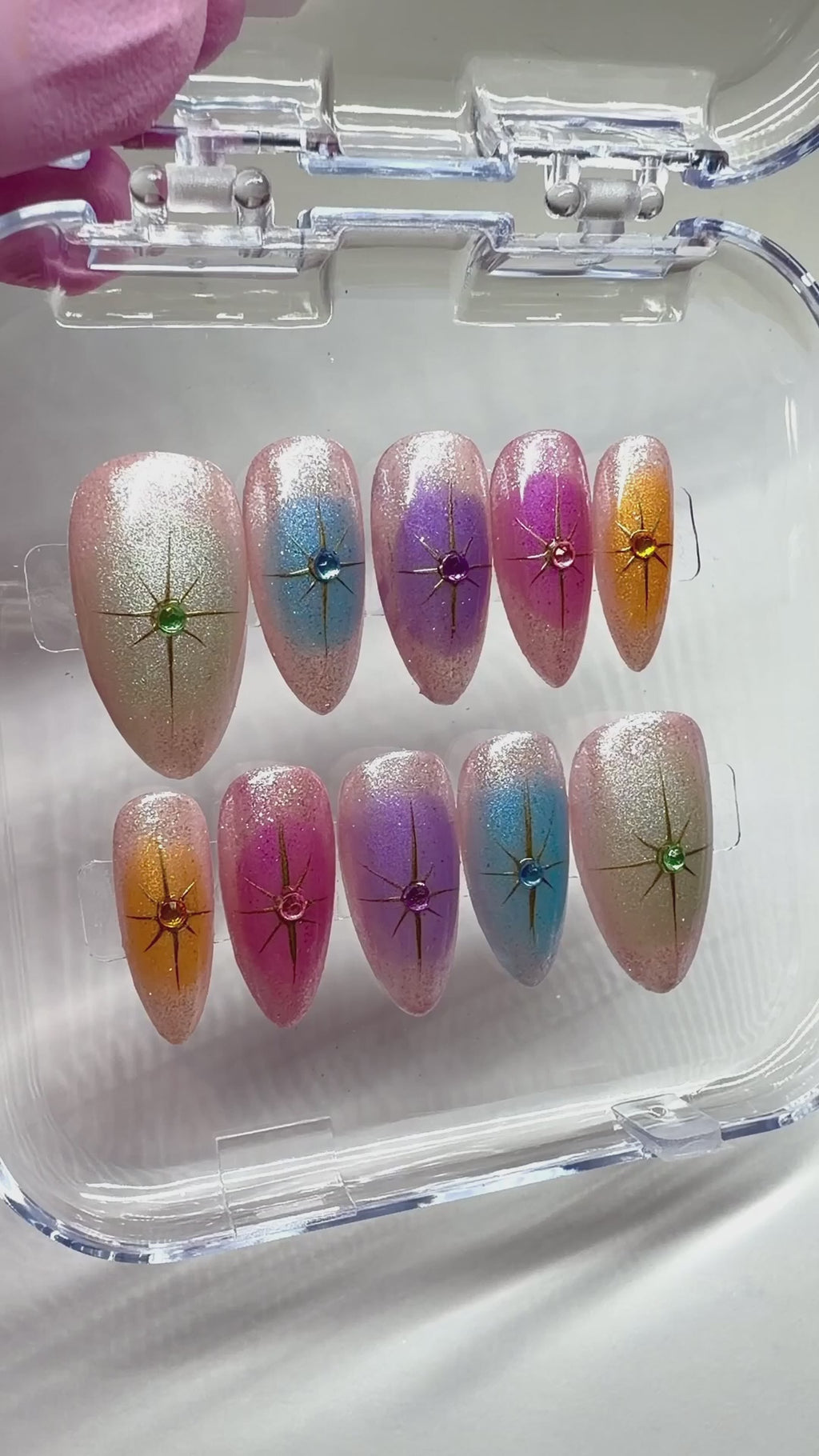 Handmade Celestial Starburst Press-on Nails