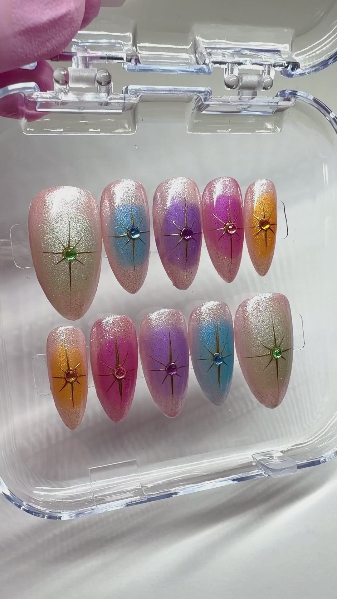 Handmade Celestial Starburst Press-on Nails
